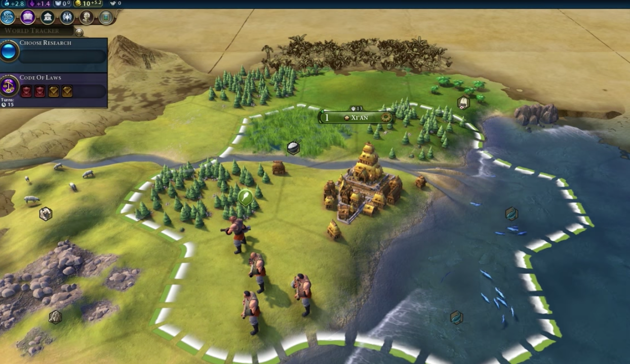 A typical scene from Sid Meier's Civilisation VI