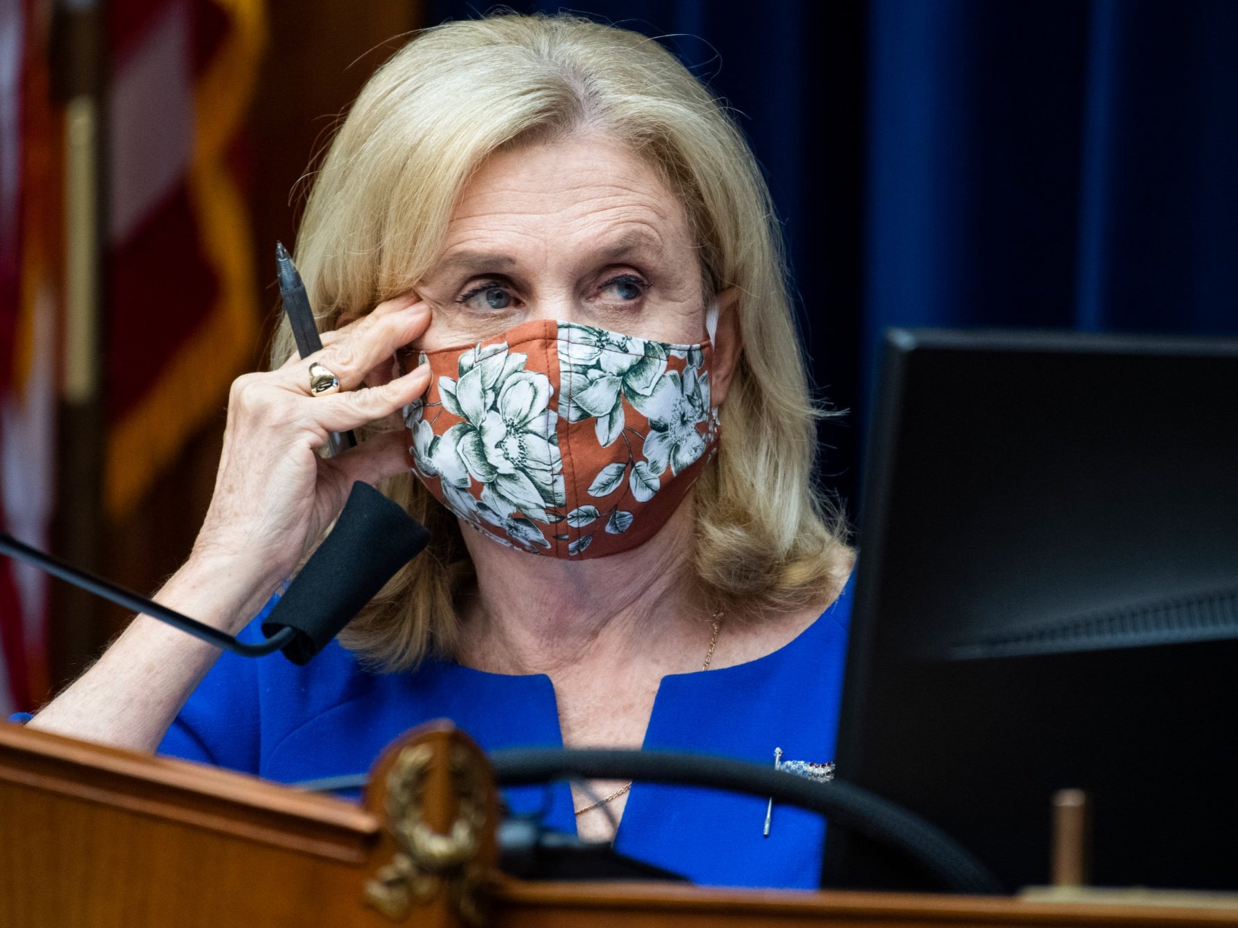 Chairwoman Carolyn Maloney is seen during a hearing before the House Oversight and Reform Committee fighting to protect the timely delivery of mail, medicine and mail-in ballots