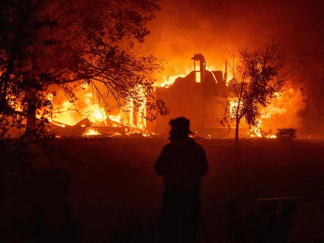 A home burns in Vacaville, California, during August’s LNU Lightning Complex fire