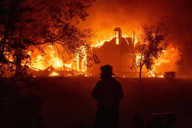 A home burns in Vacaville, California, during August’s LNU Lightning Complex fire