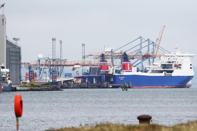 A ferry at Belfast port: details of goods checks are still to be agreed