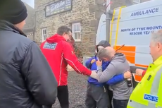 80-year-old hiker feared dead arrives at press event held to find him