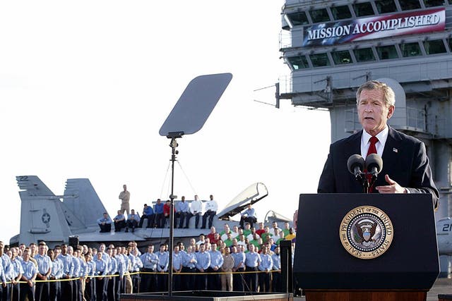 US President George W. Bush addresses the nation in 2003