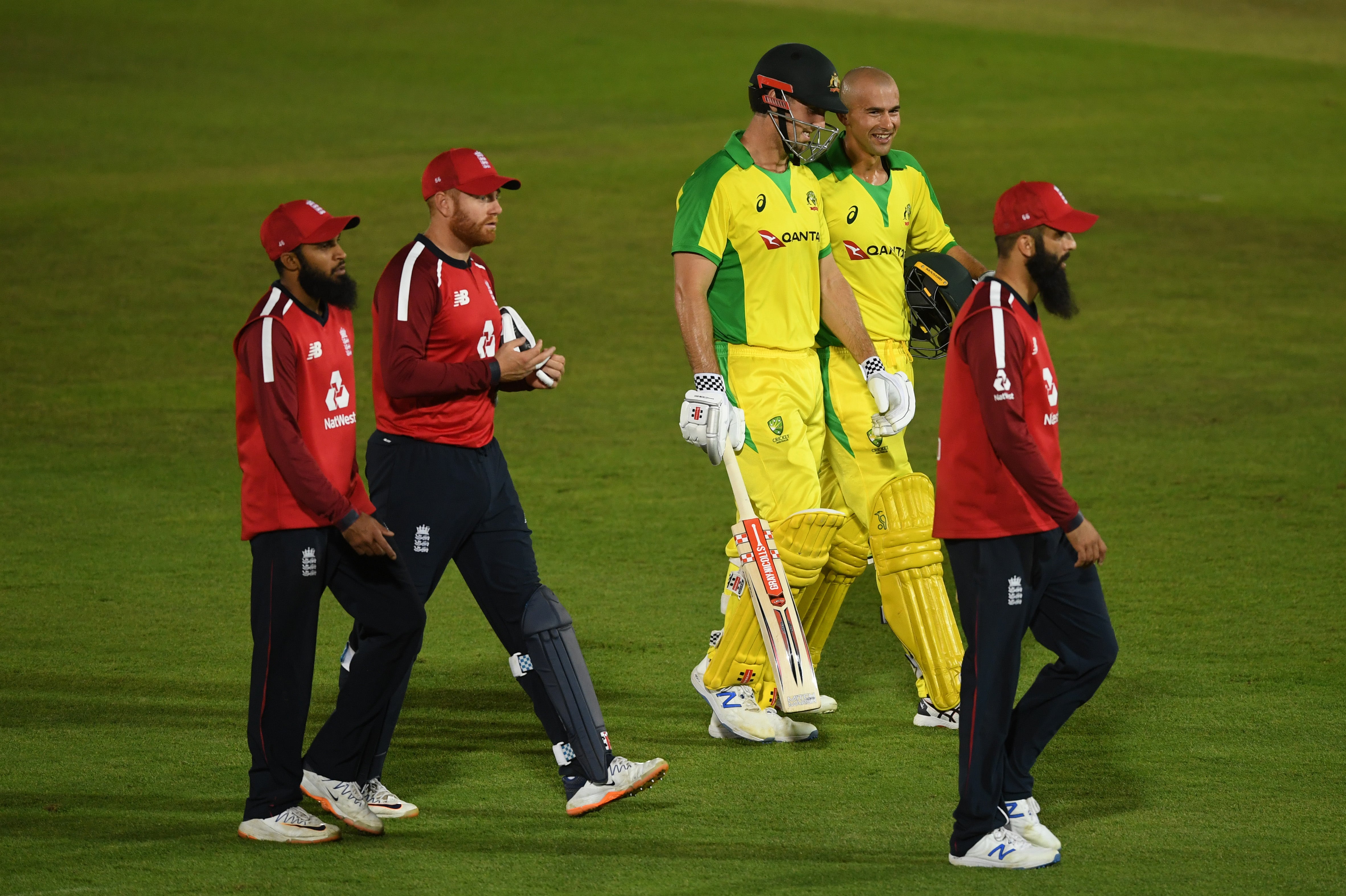 Mitchell Marsh and Aston Agar celebrate