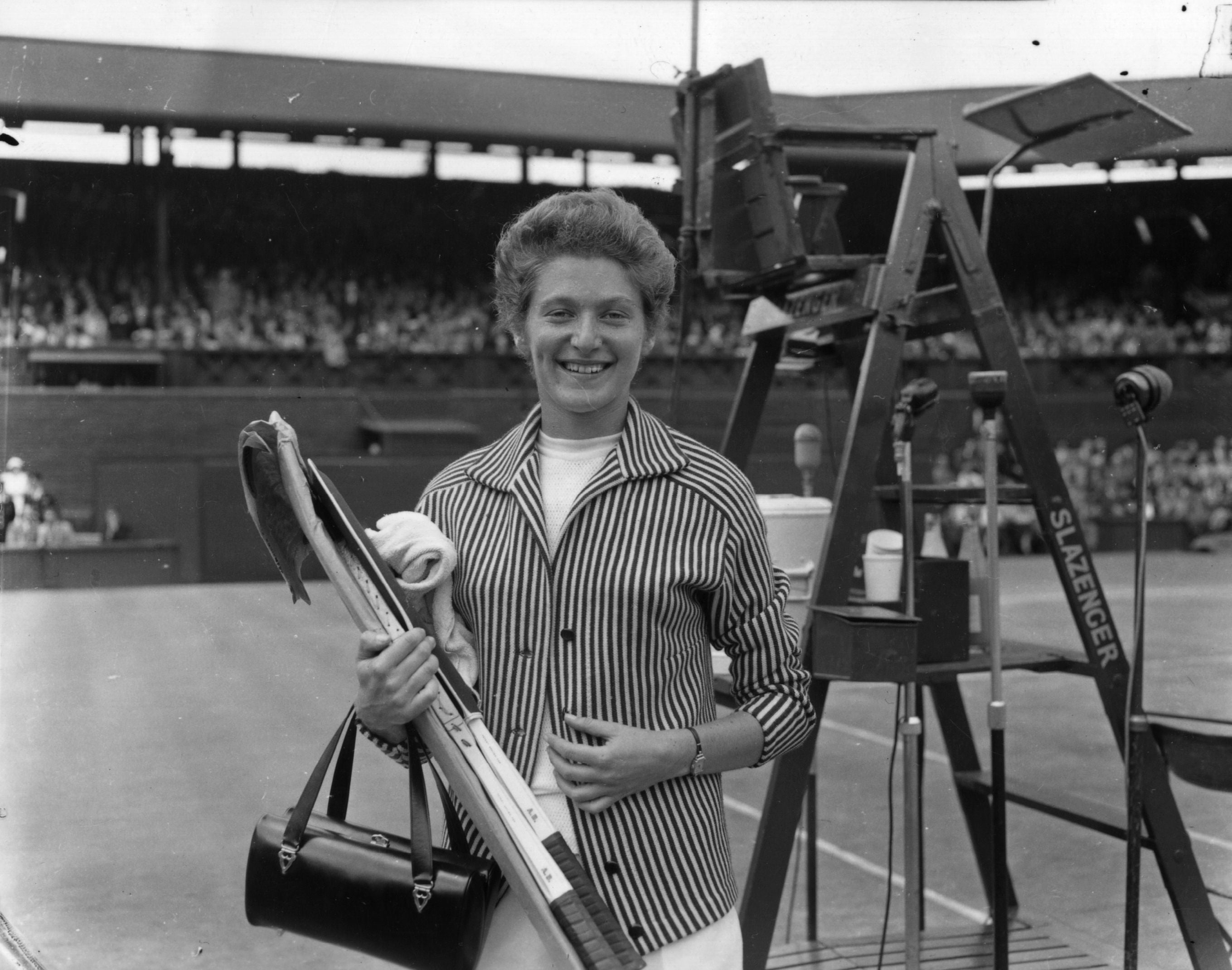 At Wimbledon before playing in the women’s singles final in 1956
