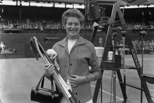 At Wimbledon before playing in the women’s singles final in 1956