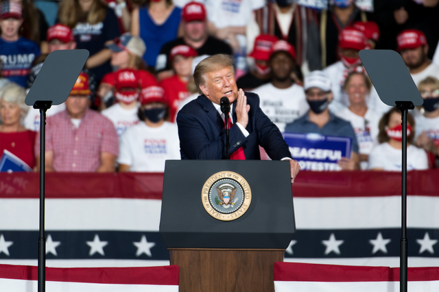 Donald Trump at a campaign rally a day before damning statements in a coming book surfaced, along with the recordings of his own words about the coronavirus,