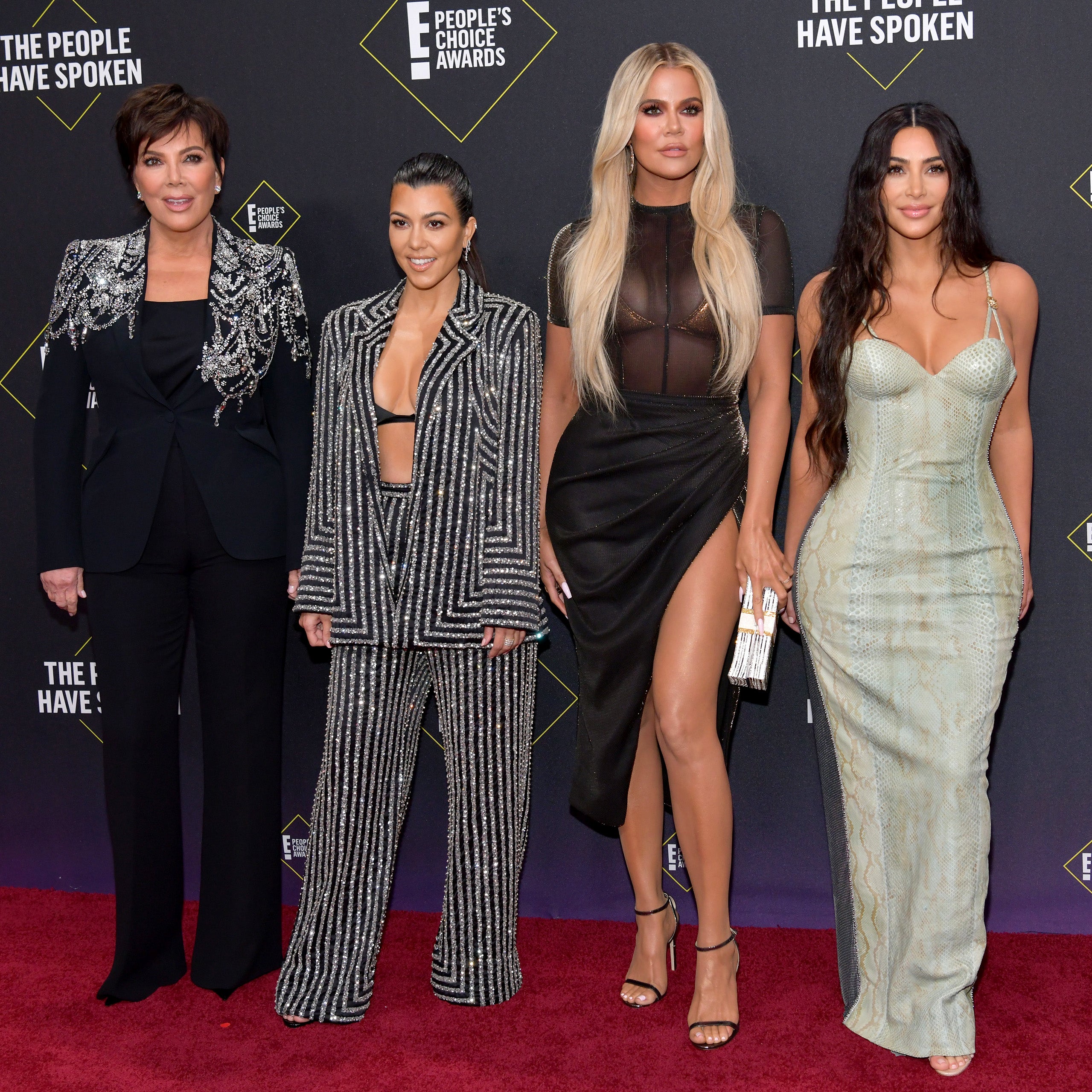 Kris Jenner, Kourtney Kardashian, Khloé Kardashian and Kim Kardashian at the E! People's Choice Awards on 10 November 2019 in Santa Monica, California.