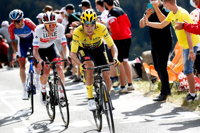Primoz Roglic in action during stage 13 of the Tour
