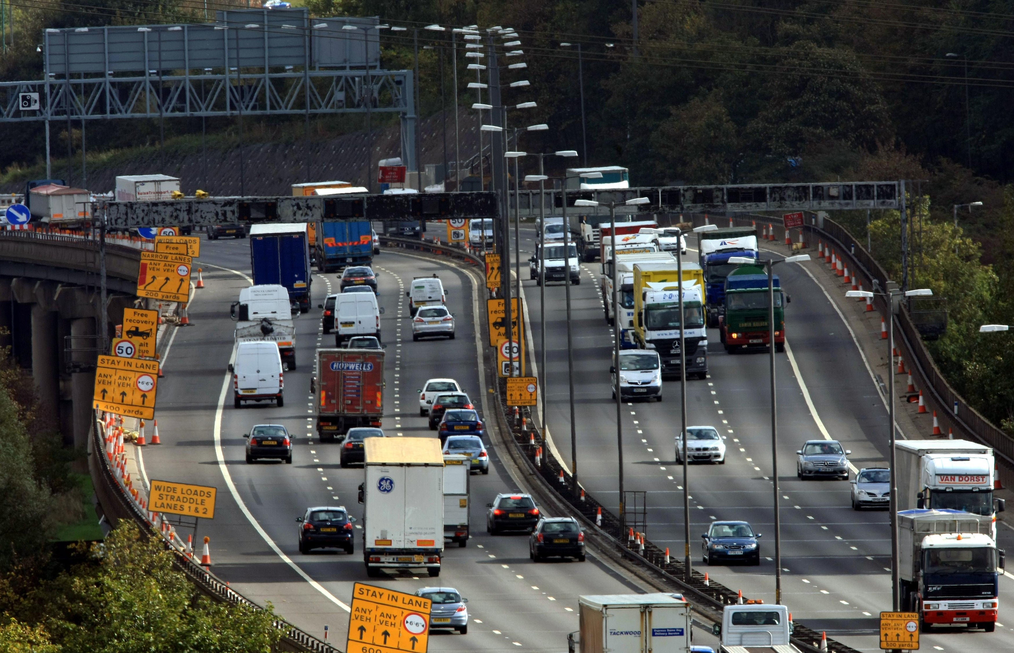 A file photo of queues along a motorway