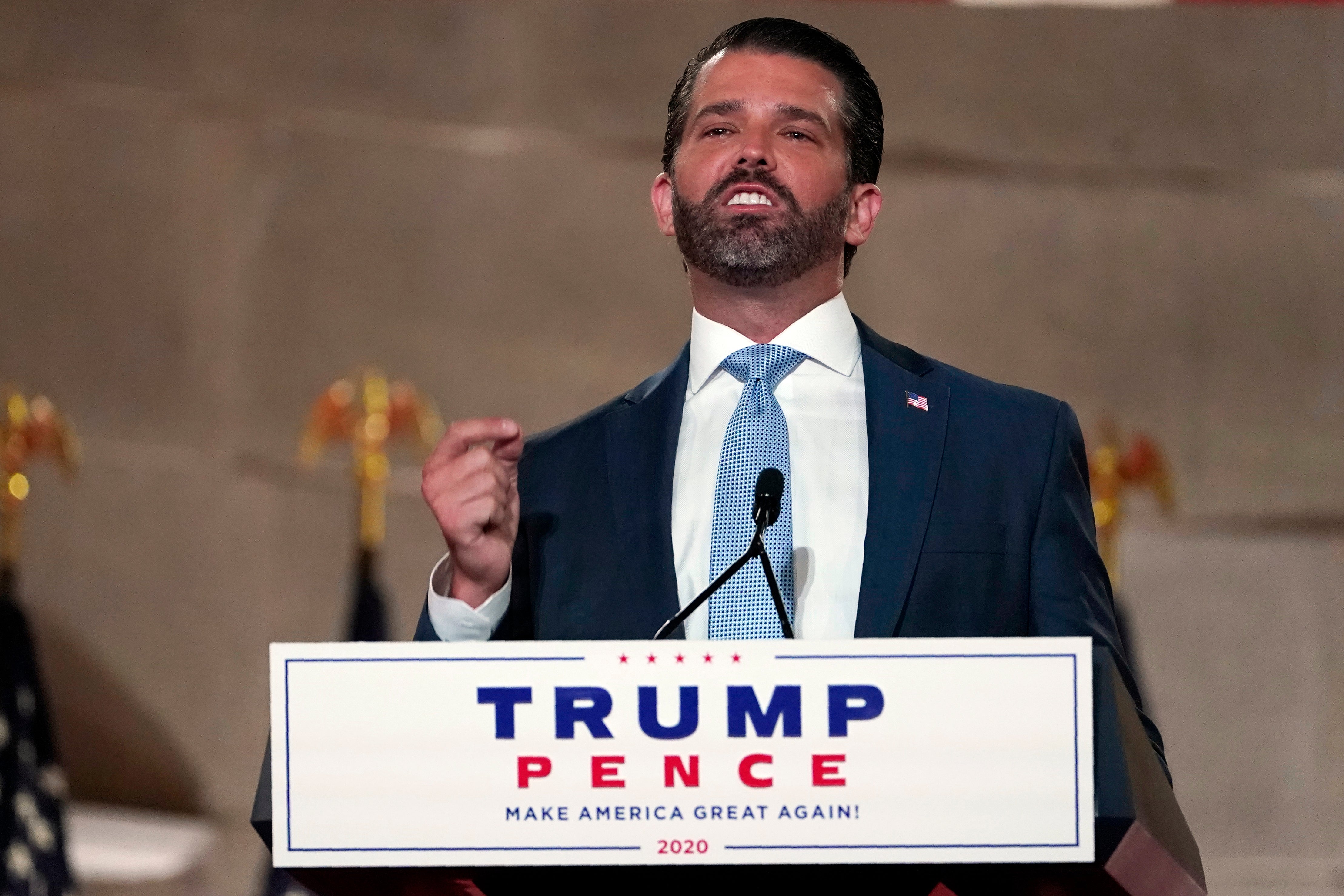 Donald Trump Jr addresses the Republican National Convention