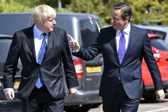 Happier times: Boris Johnson and the then prime minister David Cameron campaigning together ahead of the 2015 general election