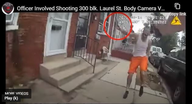 Ricardo Munoz charging a police officer while holding a knife. The image was captured on a police body camera. 