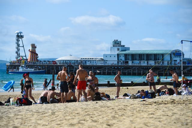 People enjoy the September heatwave on Bournemouth beach