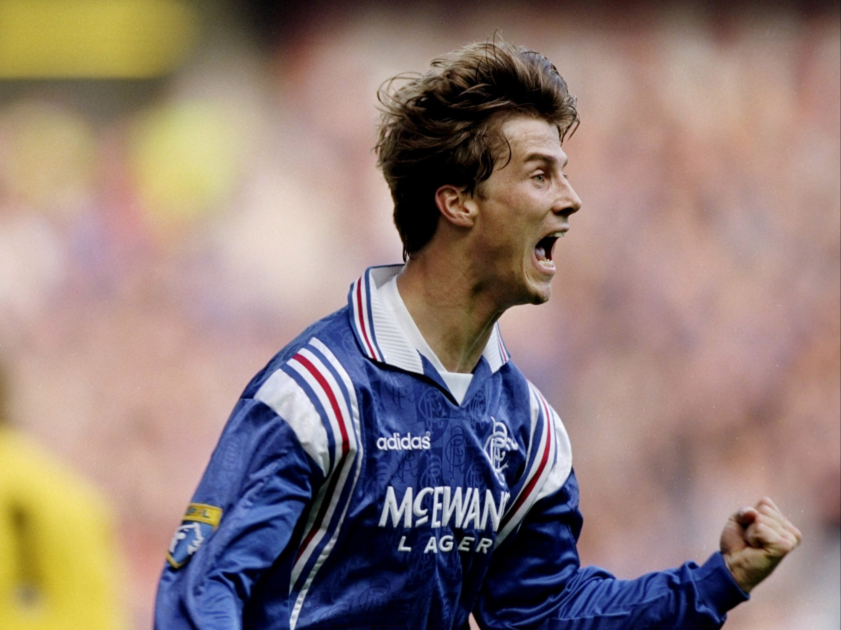 Brian Laudrup celebrating during his time with Rangers in the 1990s