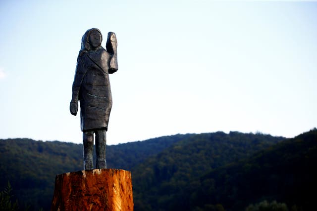 A bronze statue depicting Melania Trump has been unveiled in her hometown in Slovenia.