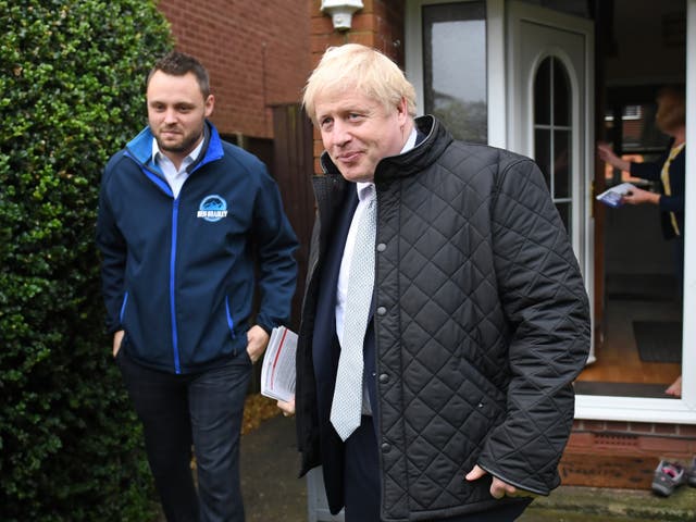 Ben Bradley campaigning in Mansfield with Boris Johnson in 2019