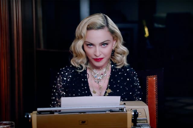 Madonna at her typewriter announcing her Madame X tour in 2019