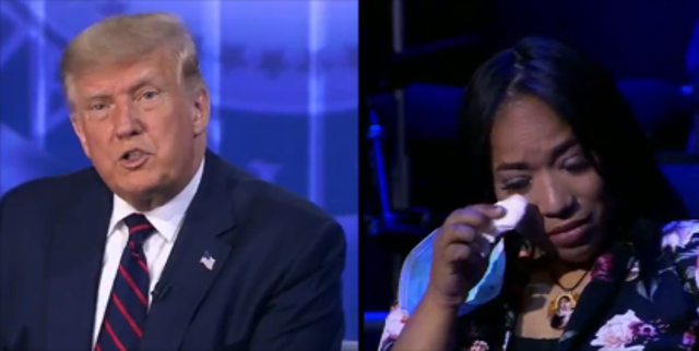 Trump mistakenly tells weeping voter her mother died of coronavirus, not cancer