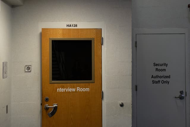 Pictured is an interview room in an ICE detention centre 