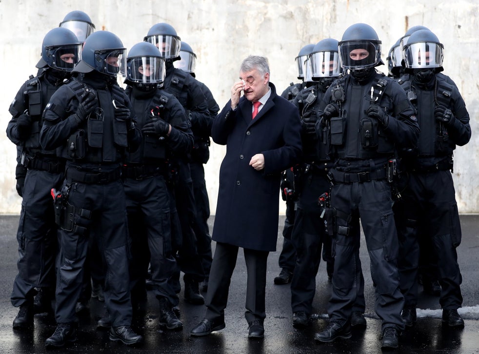 Herbert Reul, North Rhine-Westphalia's interior minister presents the state's unit for arrests and securing evidence in February 2019