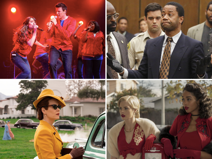 Clockwise from top left: ‘Glee’, ‘The People v OJ Simpson’, ‘Ratched’ and ‘Hollywood’