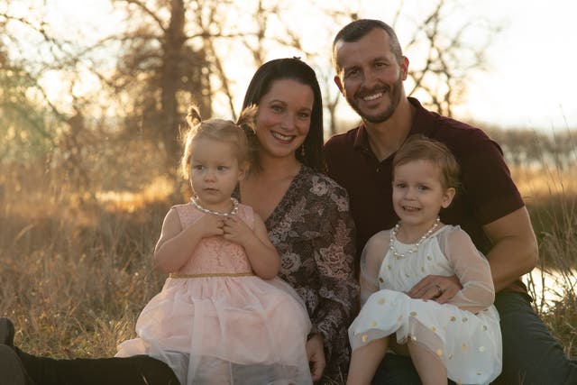 Chris Watts with his wife Shannan and their daughters Celeste and Bella