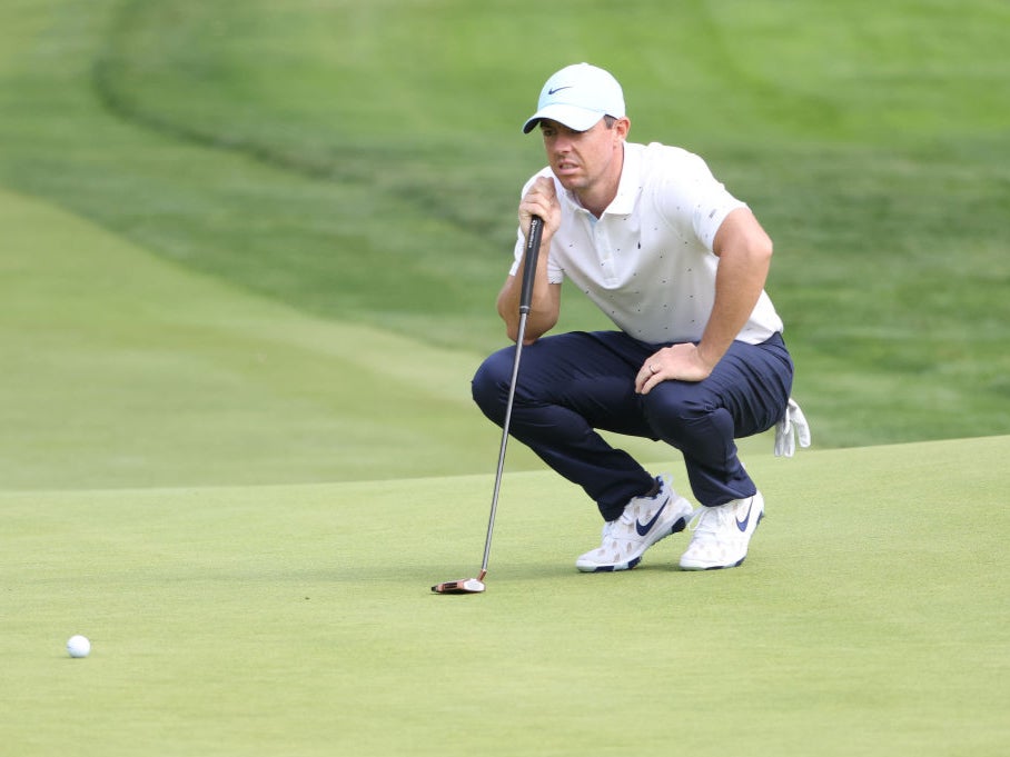 Rory McIlroy in action during the first round of the US Open