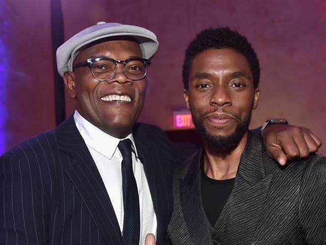 Jackson and Boseman at the 'Captain Marvel' premiere