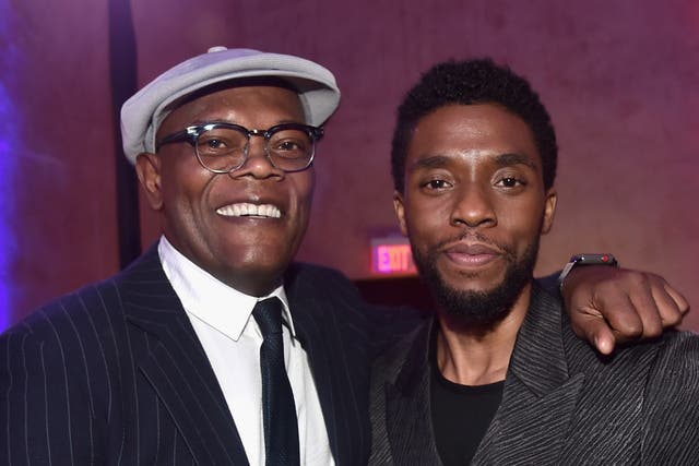 Jackson and Boseman at the 'Captain Marvel' premiere