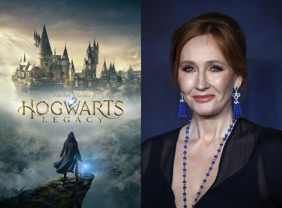 'Hogwarts Legacy' (left) is based on the bestselling Harry Potter series by JK Rowling (right)