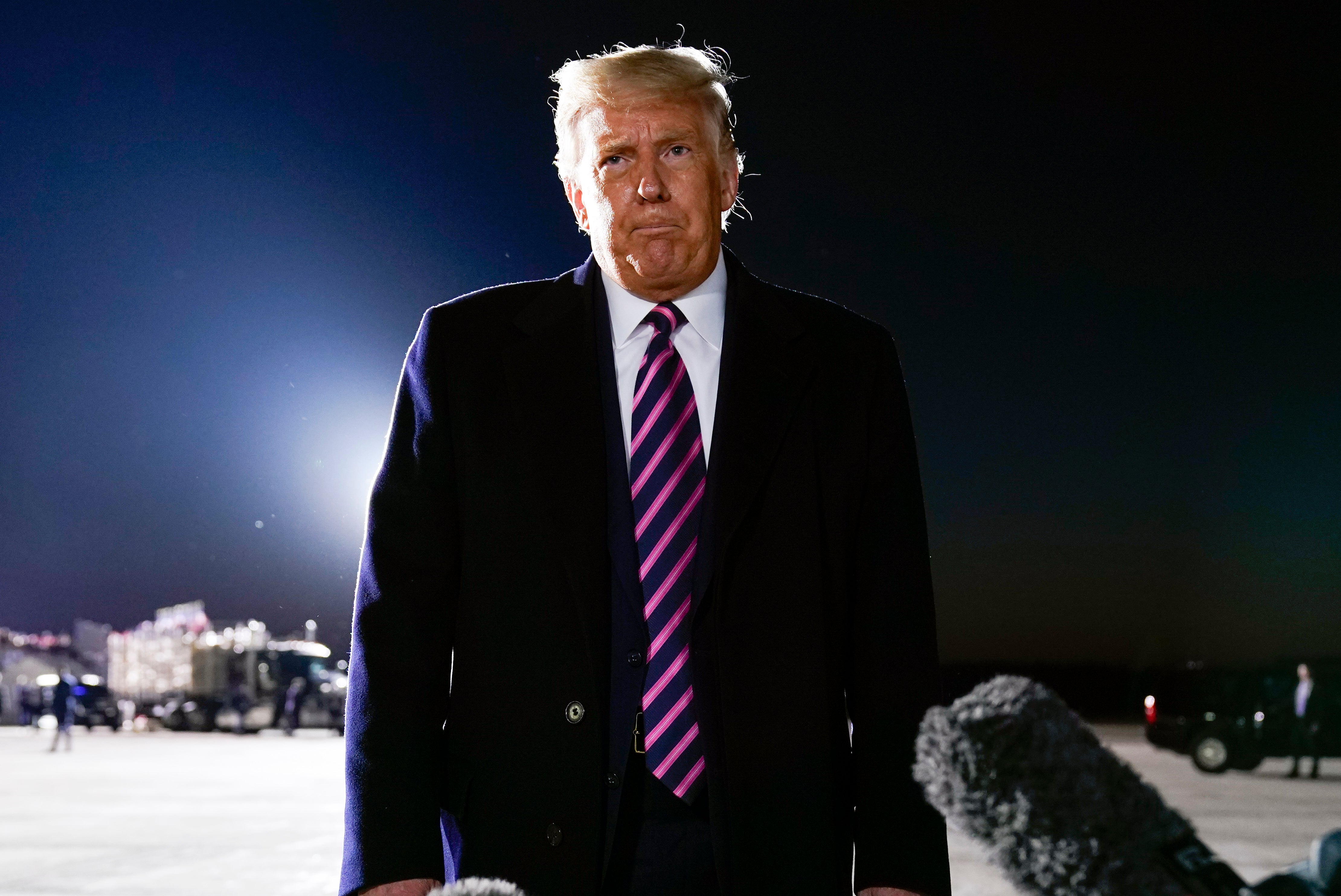 President Donald Trump speaks about the death of Supreme Court Justice Ruth Bader Ginsburg after a campaign rally