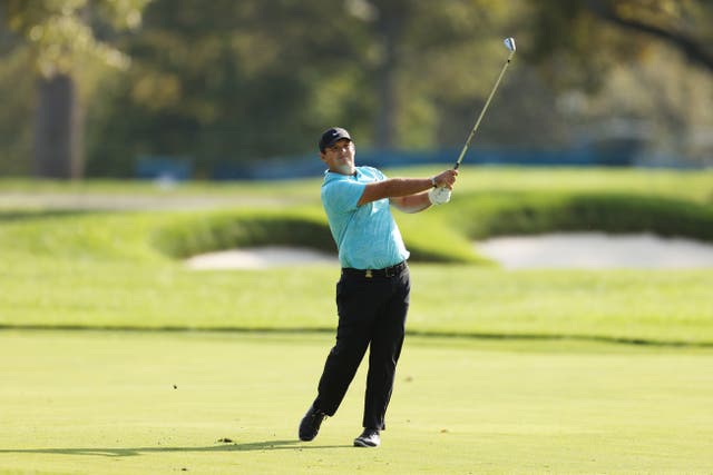 Patrick Reed in action during round two at Winged Foot