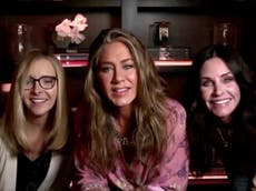 ‘We’ve been roommates since 1994’: Jennifer Aniston jokes that she lives with Courteney Cox and Lisa Kudrow during mini Friends reunion at Emmys