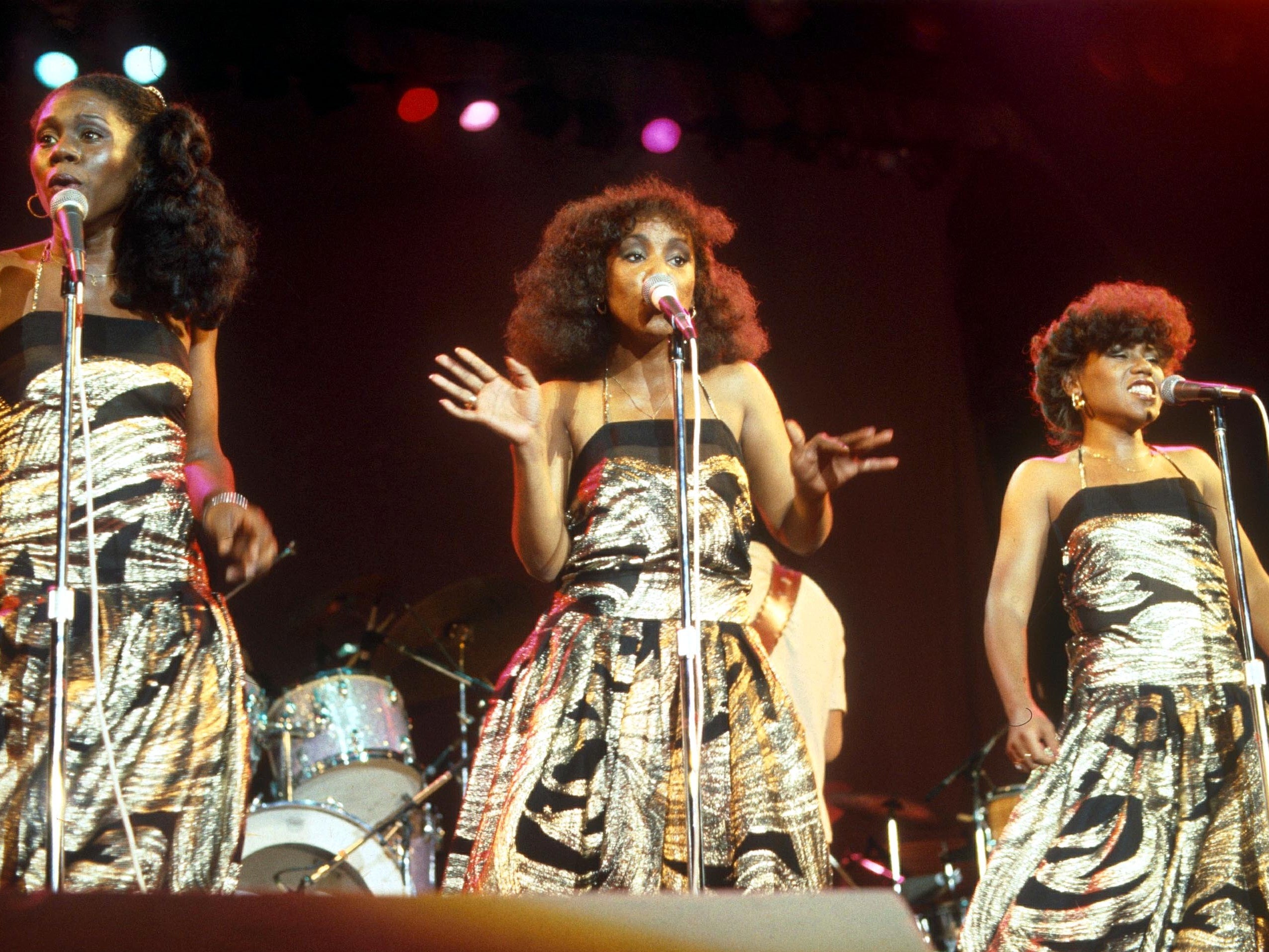 Pamela Hutchinson (right) performs alongside her sisters as part of The Emotions in 1979
