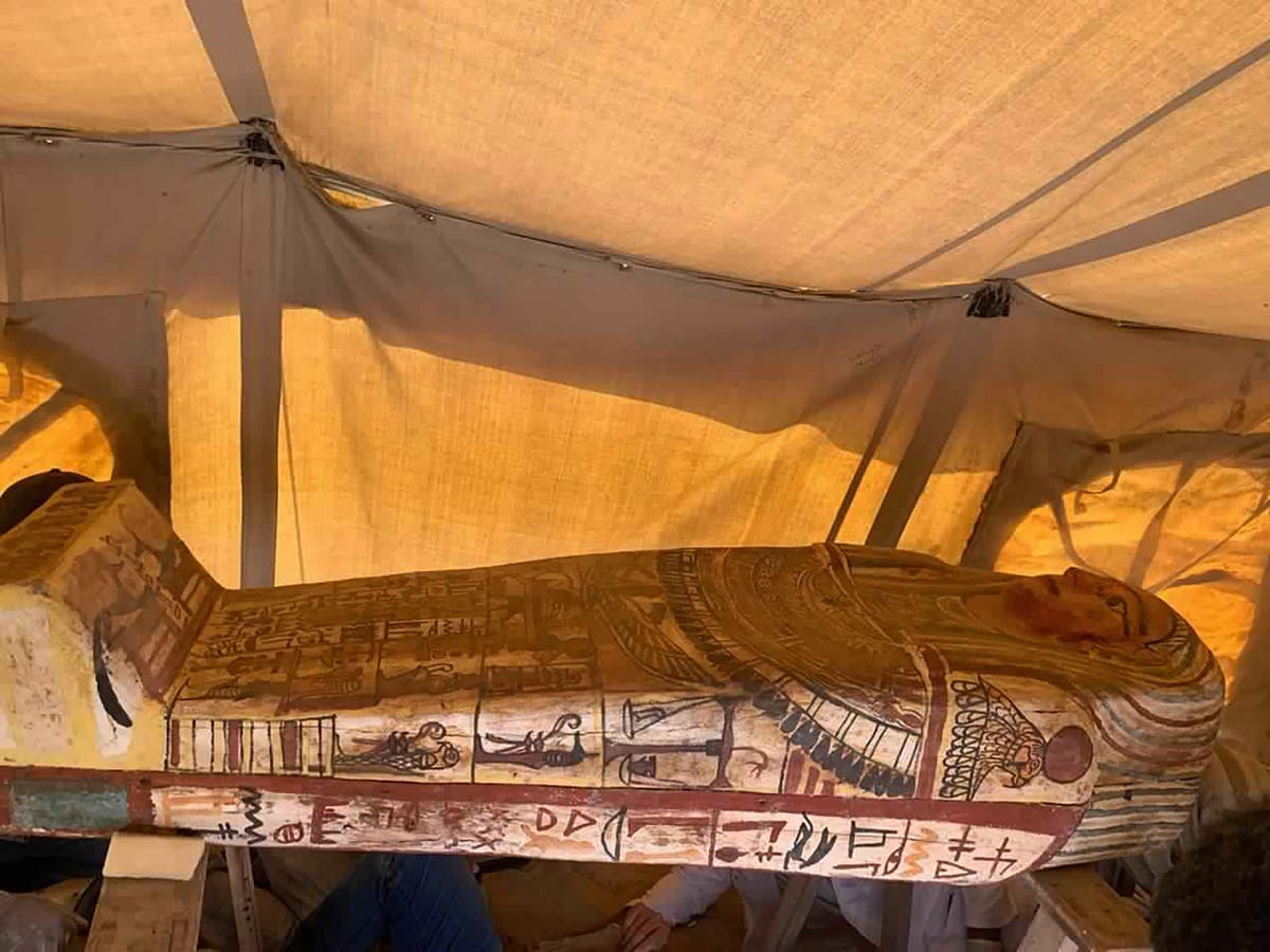 Archaeologists unearth 27 coffins at Egypt’s Saqqara pyramid