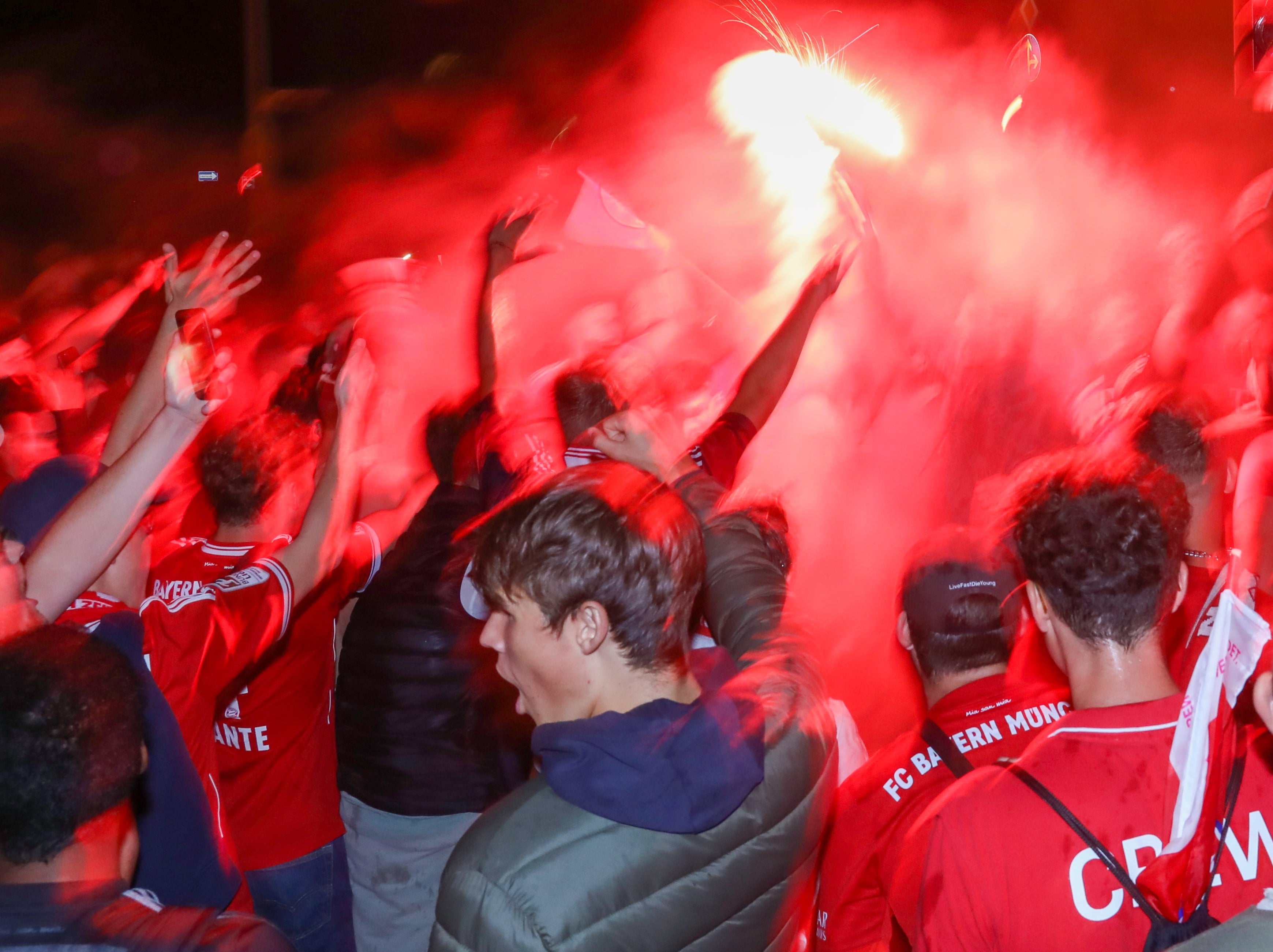 Bayern Munich fans celebrating their side's Champions League victory