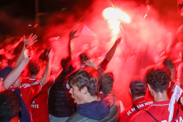 Bayern Munich fans celebrating their side's Champions League victory