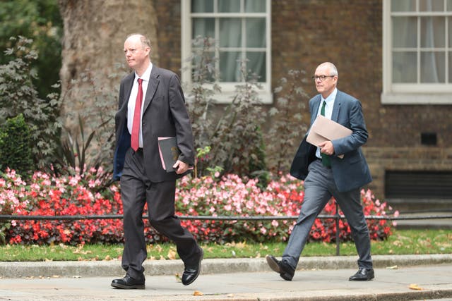 Chris Whitty and Sir Patrick Valance at Downing Street. 