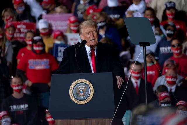 Donald Trump rallied his supporters in Swanton, Ohio, on Monday with a message that Joe Biden would usher in an era of 'communism' in the US.