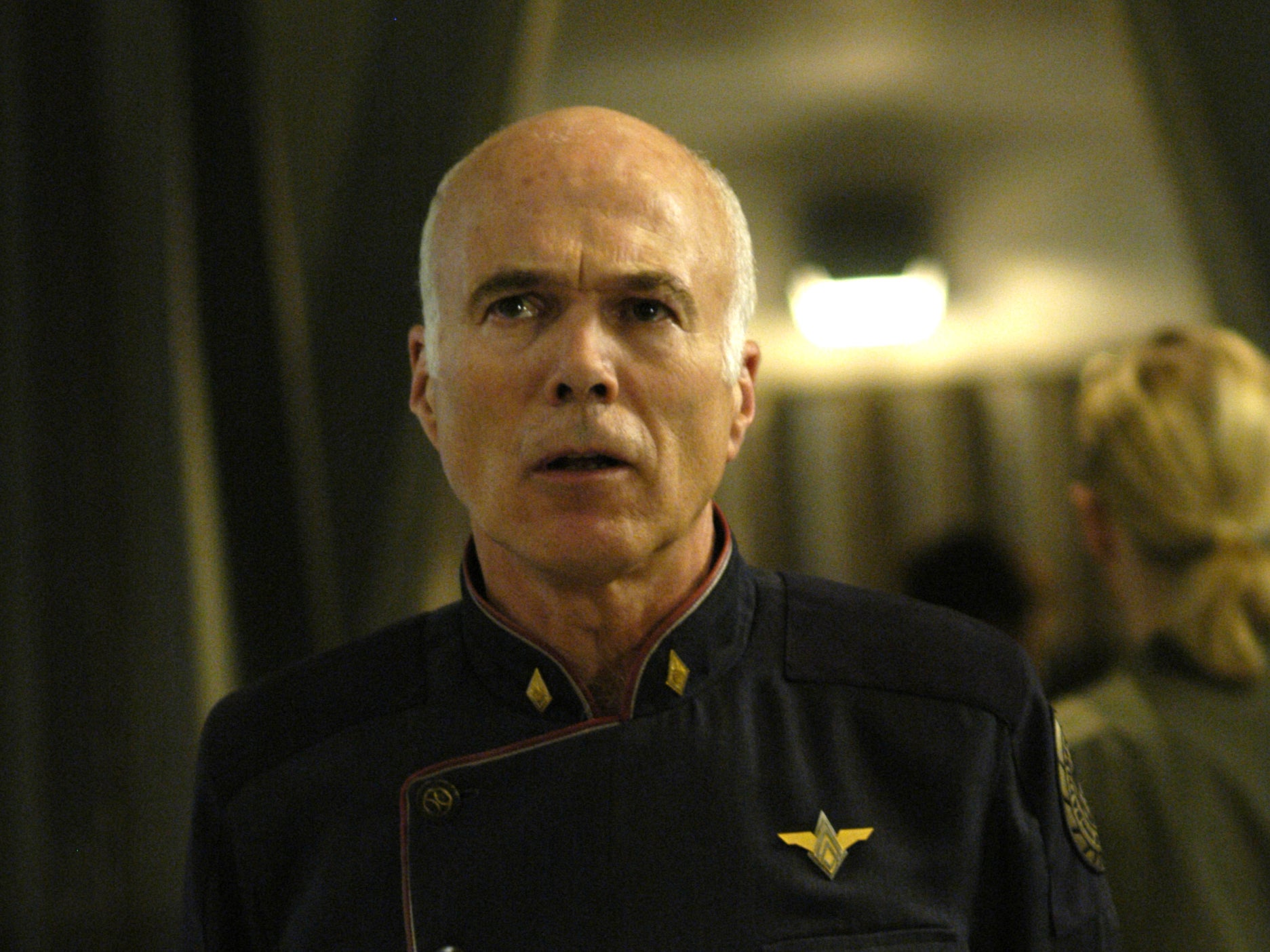 Michael Hogan as Colonel Saul Tigh in the first season of 'Battlestar Galactica' on NBC