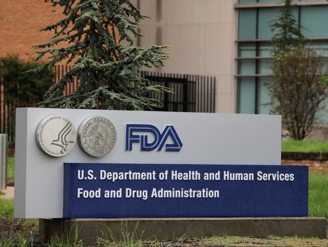 Signage is seen outside of the Food and Drug Administration (FDA) headquarters in White Oak, Maryland,  on 29 August 2020