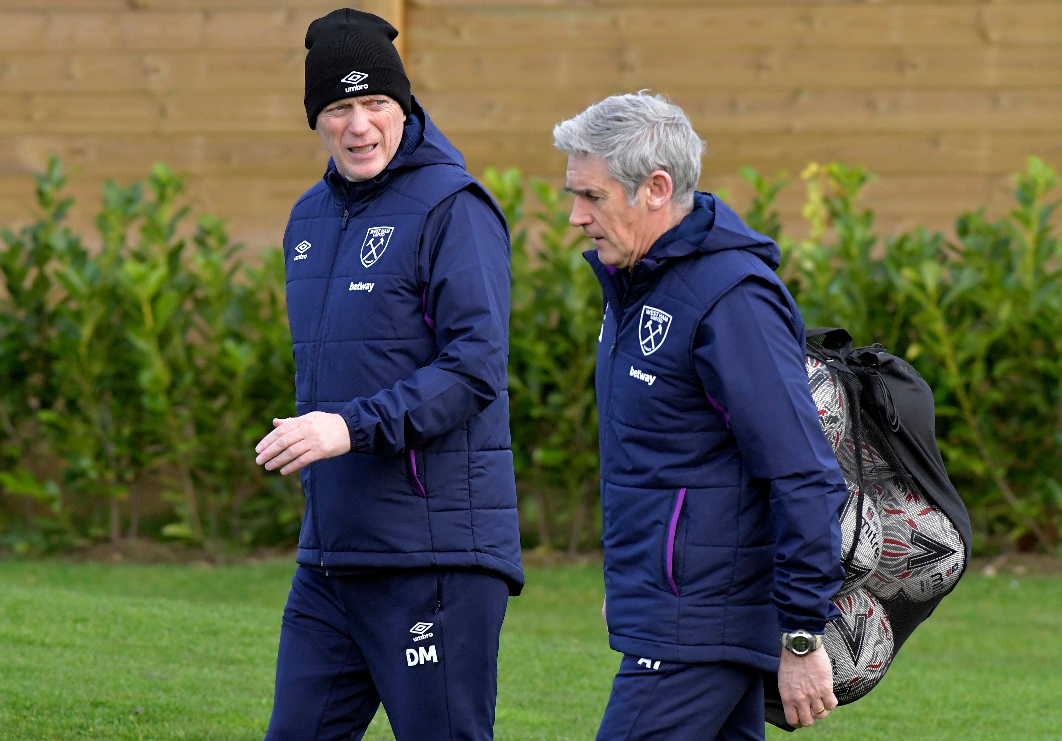 West Ham manager David Moyes (left) with assistant coach Alan Irvine