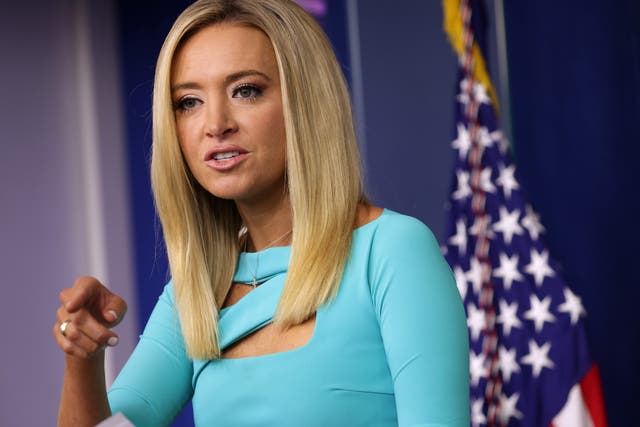 White House Press Secretary Kayleigh McEnany holds a news conference at the James Brady Press Briefing Room of the White House 16 September 2020 in Washington, DC.