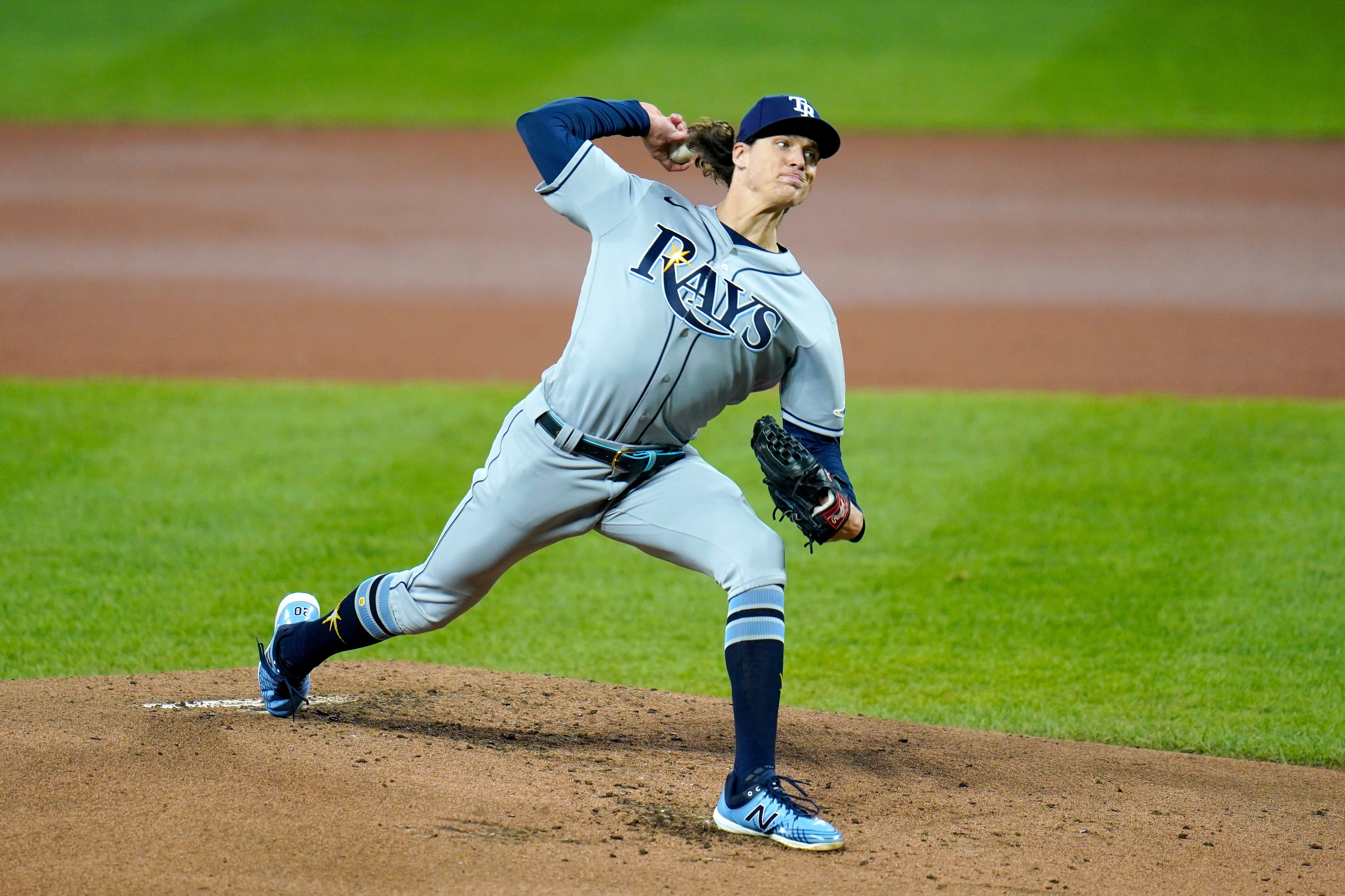 Tyler Glasnow of the Tampa Bay Rays in action against the New York