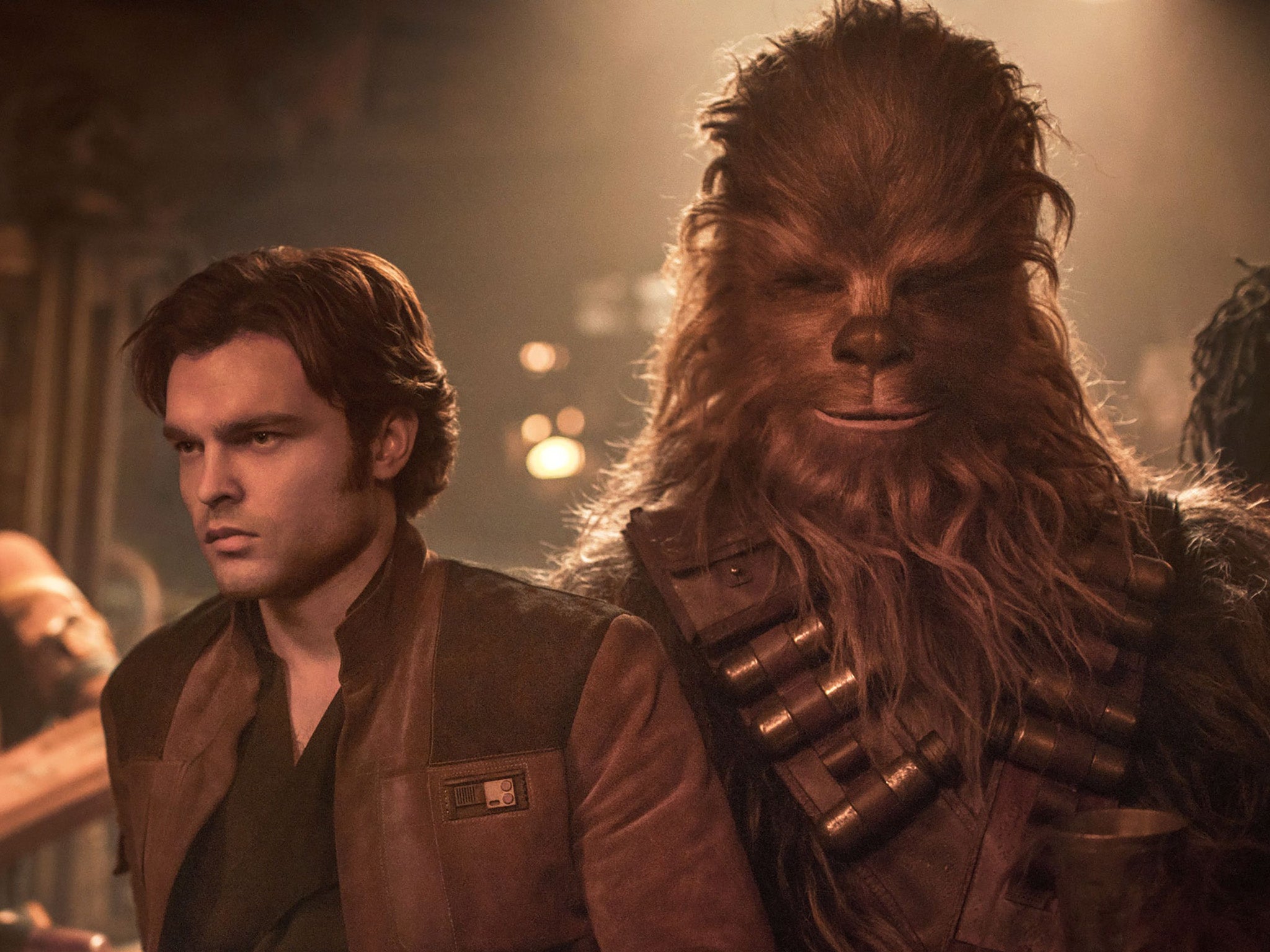 Ehrenreich and Chewbacca in ‘Solo: A Star Wars Story’