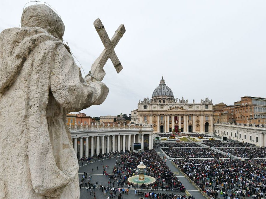 The Pope's Easter Sunday mass outside St Peter's basilica on St. Peter's square on April 21, 2019