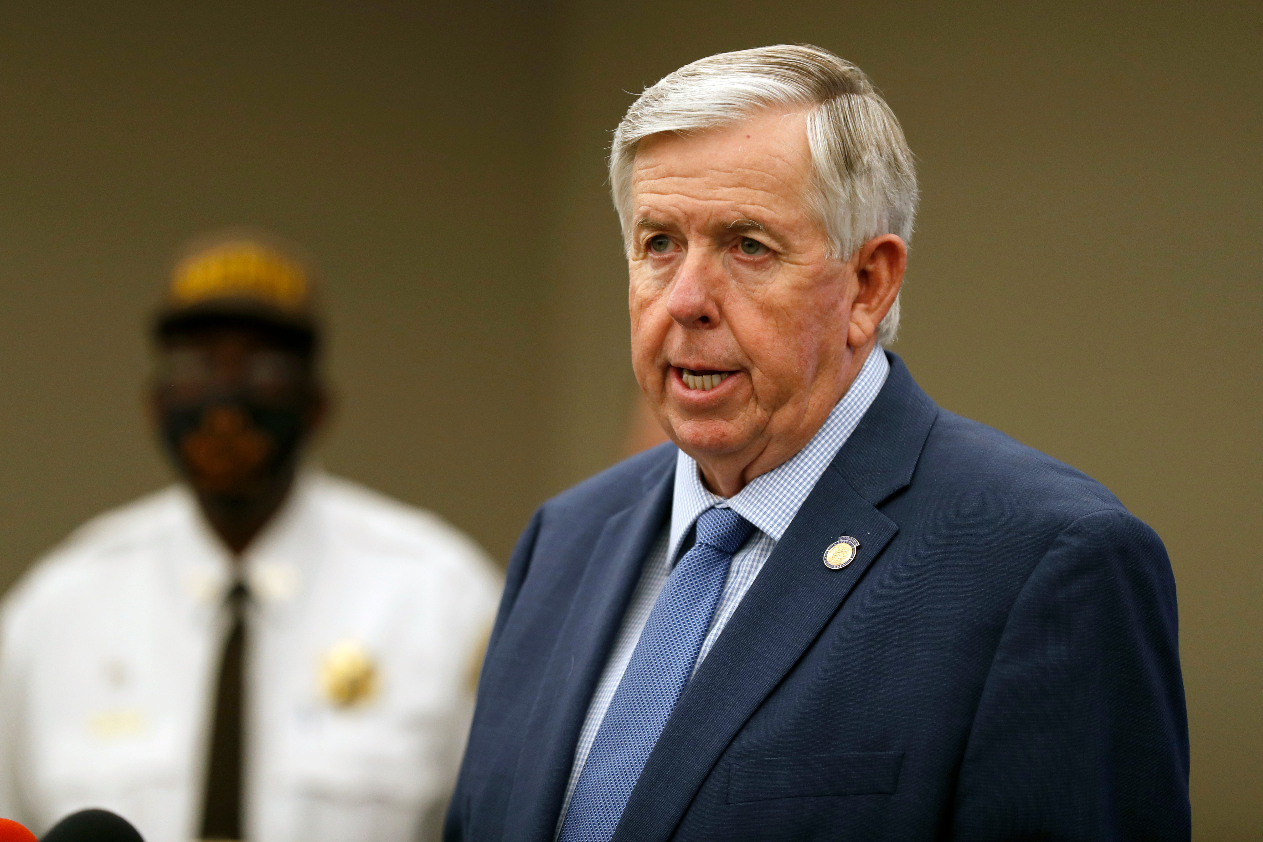 Missouri Gov. Mike Parson speaks during a news conference in St. Louis (file photo)