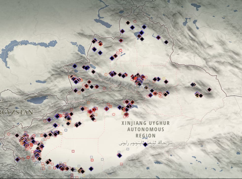 Nearly 400 're-education' detention facilities mapped out across the Xinjiang region