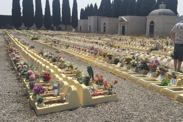 A graveyard area for foetuses in Brescia, Italy